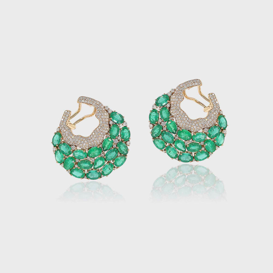 Parijaat Diamond and Emerald Earrings - Default Title (CONER0720)