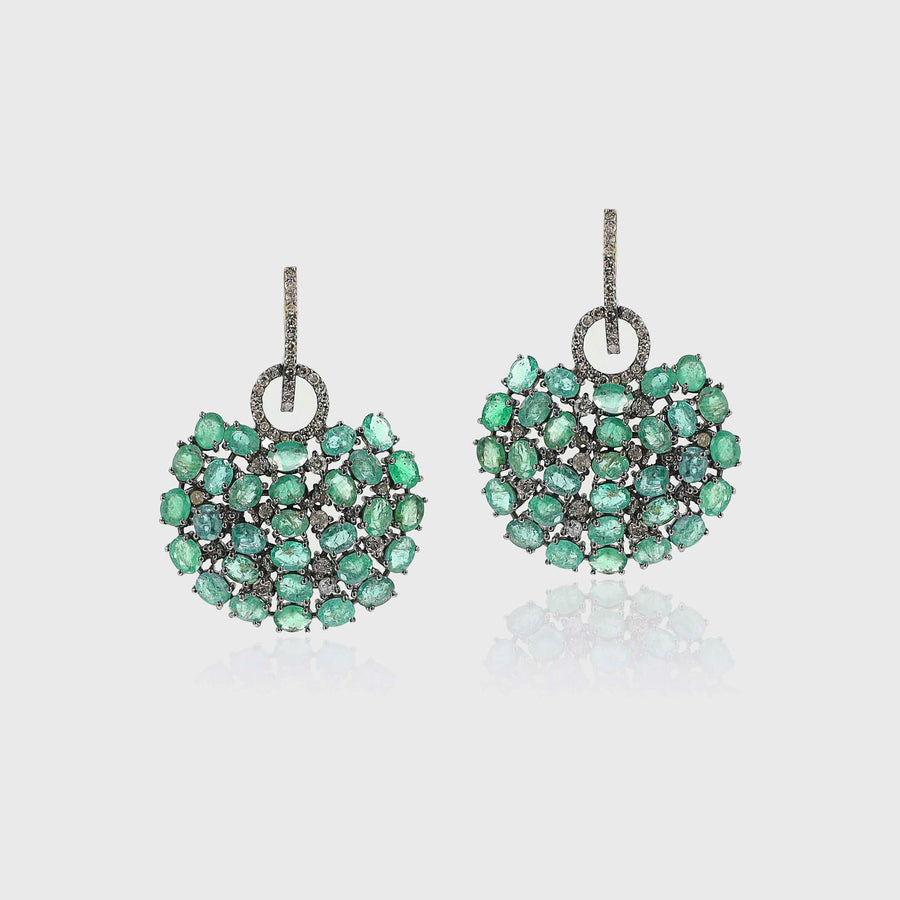 Chandraja Diamond and Emerald Earrings - Default Title (INDER0711)