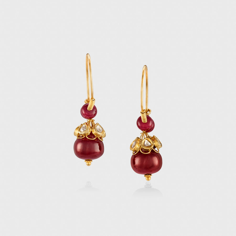 Manikya Ruby and Diamond Earrings - Default Title (RAJER0006)