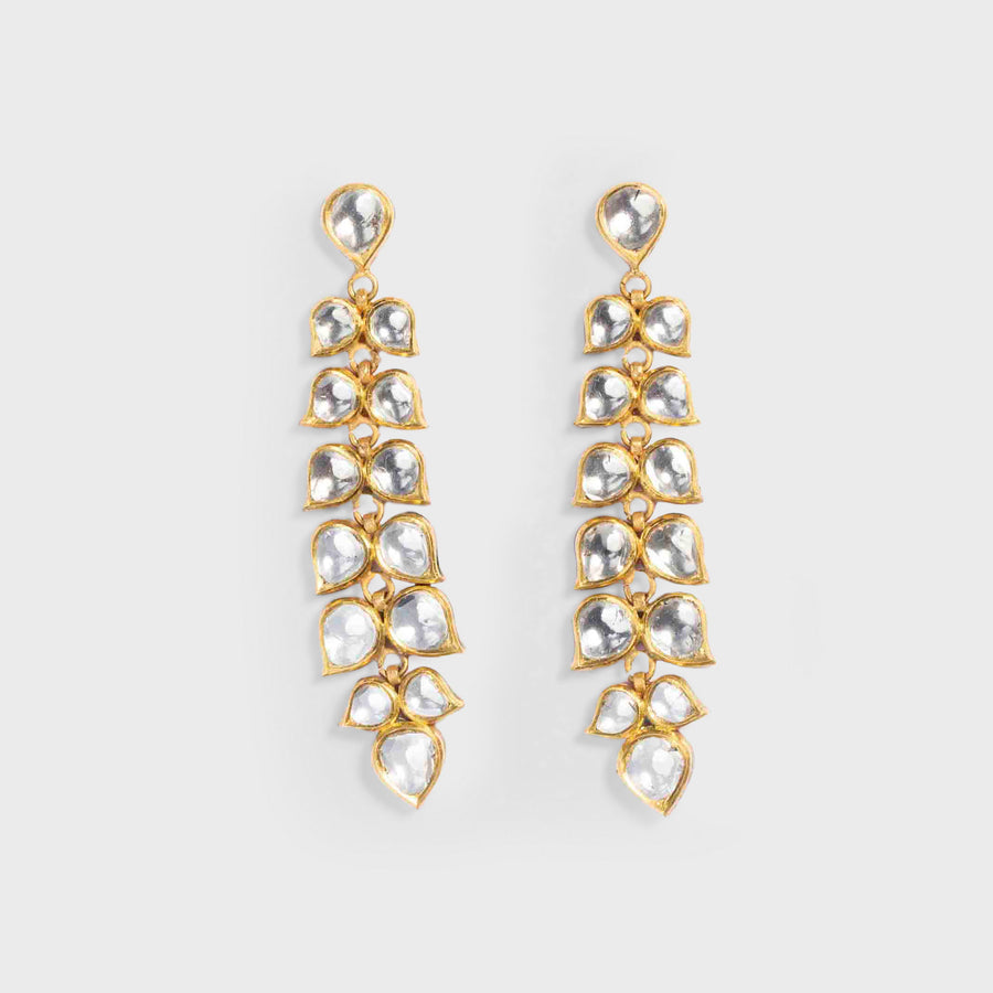 Polki Diamond Laves Chandelier Earrings - Default Title (RAJER0123)