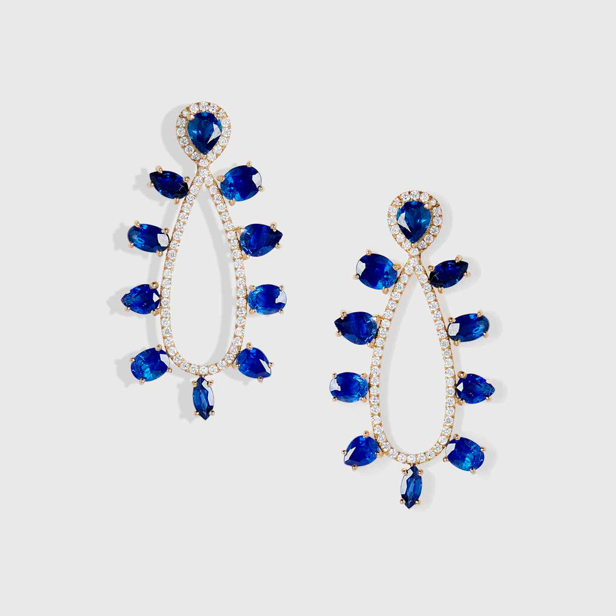 Hetav Blue Sapphire and Diamond Earrings