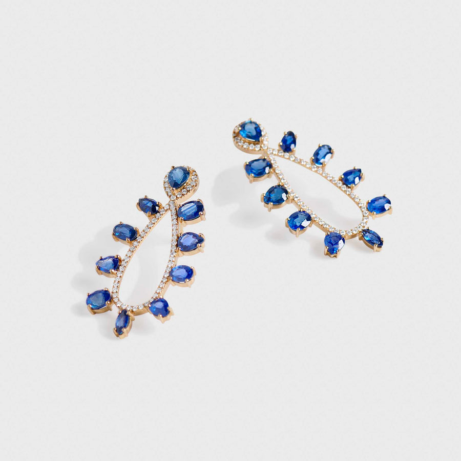 Hetav Blue Sapphire and Diamond Earrings