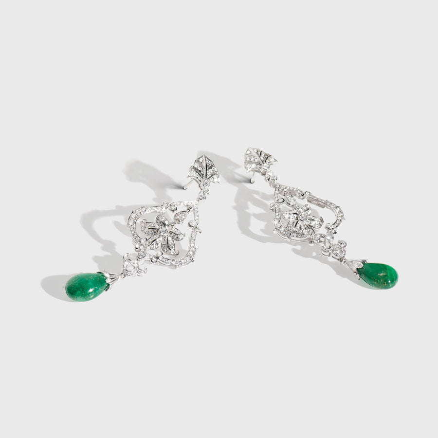 Balbir Diamond and Emerald Earrings