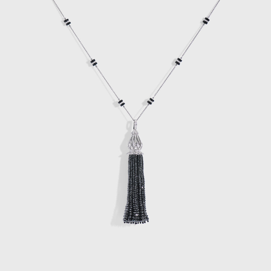 Black Diamond Tassel Necklace