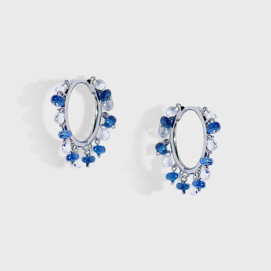 Kailash Diamond and Blue Sapphire Hoop Earrings