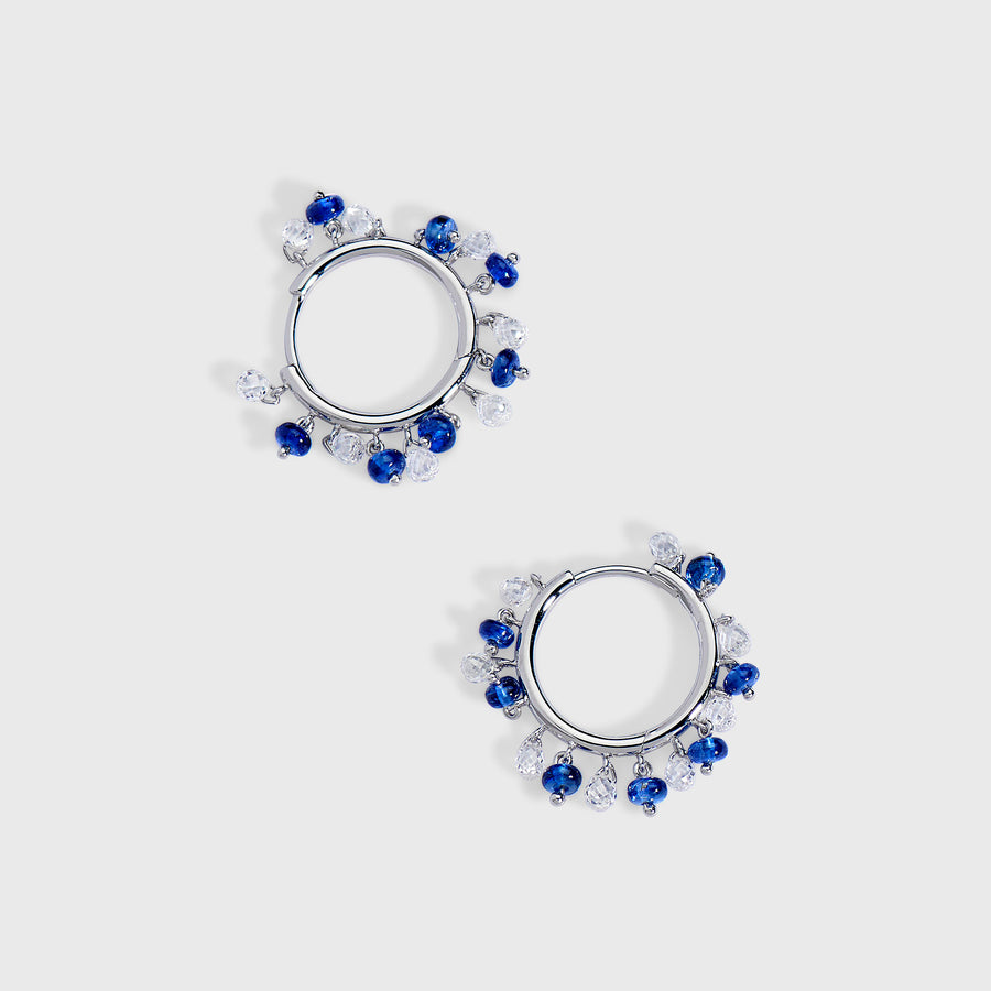 Kailash Diamond and Blue Sapphire Hoop Earrings