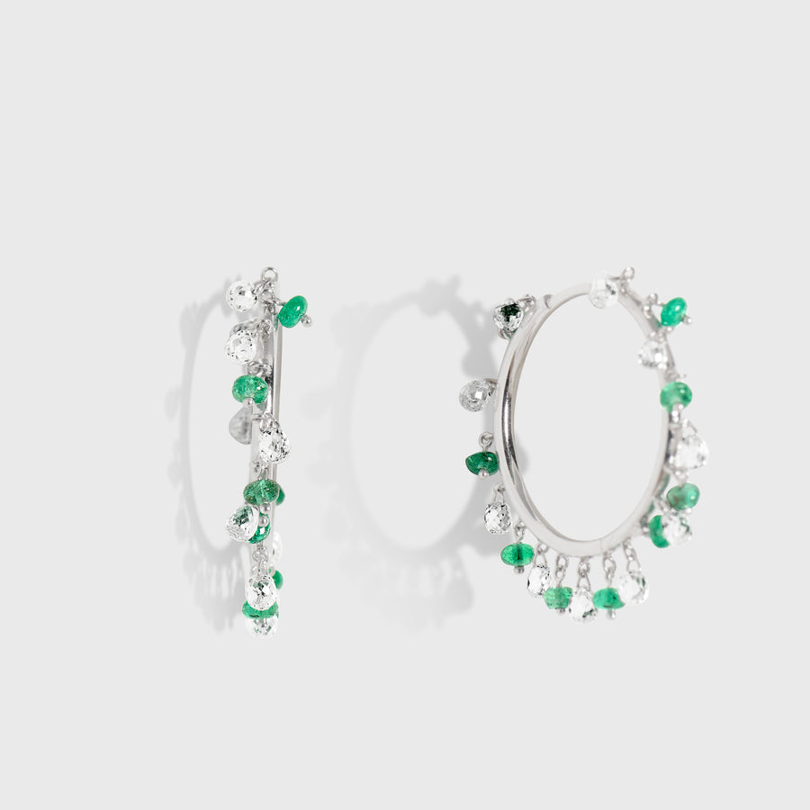 Kailash Diamond and Emerald Hoop Earrings