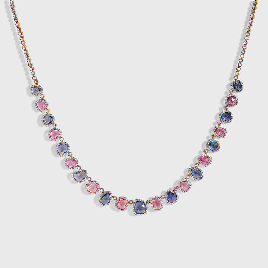 Saroj Pink and Blue Sapphire Necklace