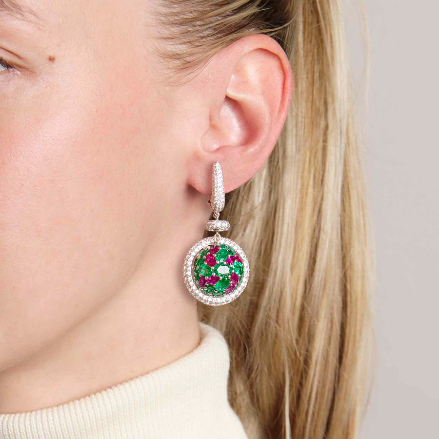 Golaki Emerald Ruby and Diamond Earrings