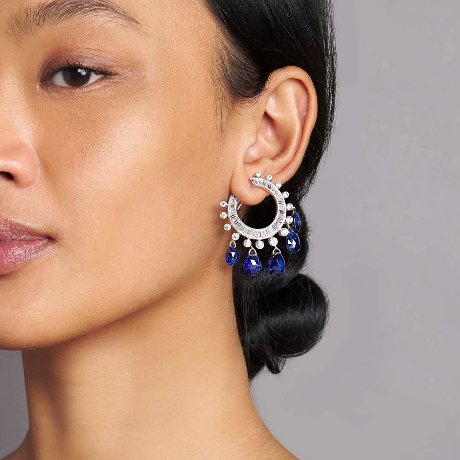 Chirag Blue Sapphire and Diamond Earrings