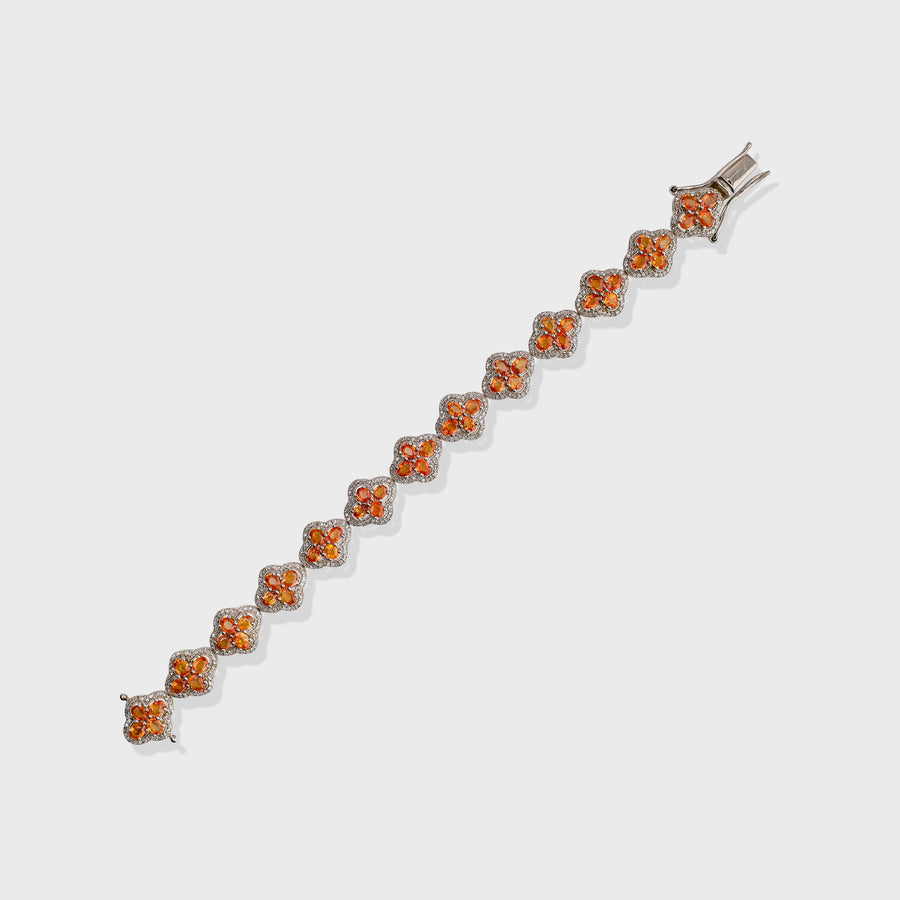 Orange Shaphire and Diamond Bracelet