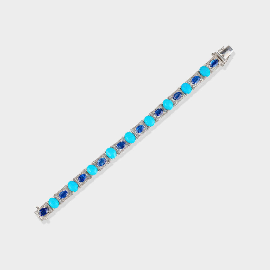 Turquoise, Kyanite and Diamond Bracelet