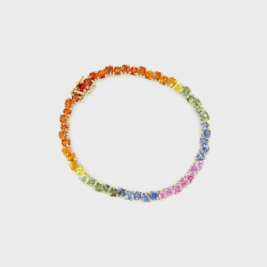 Multicolor Sapphire Hearts Tennis Bracelet - Default Title (CONBR0325)