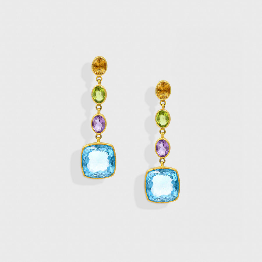 Rangini Multicolored Gemstones Earrings - Default Title (CONER0684)