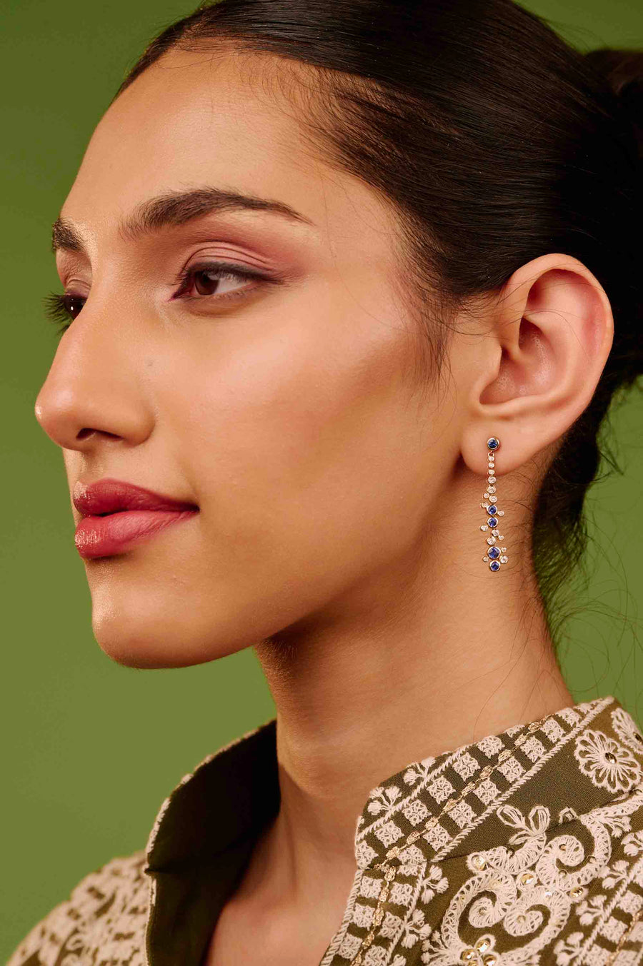 Prashansa Blue Sapphire and Diamond Earrings - Default Title (CONER0695)