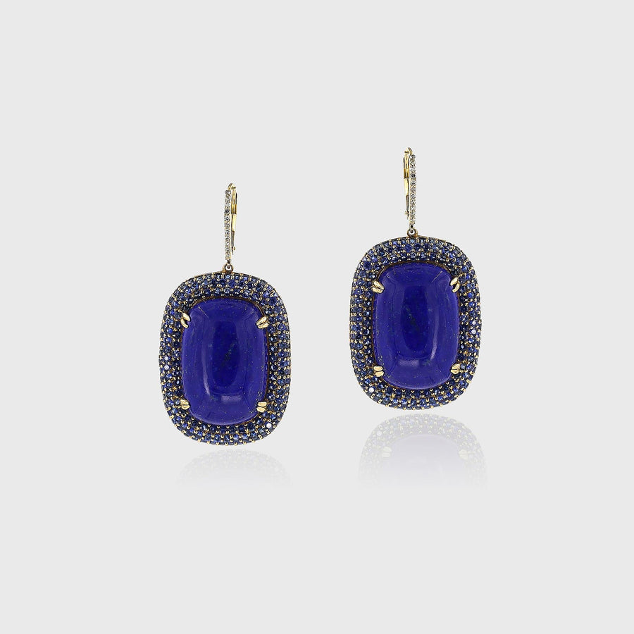 Asitambha Sapphire, Lapis Lazuli and Diamond Earrings - Default Title (CONER0709)