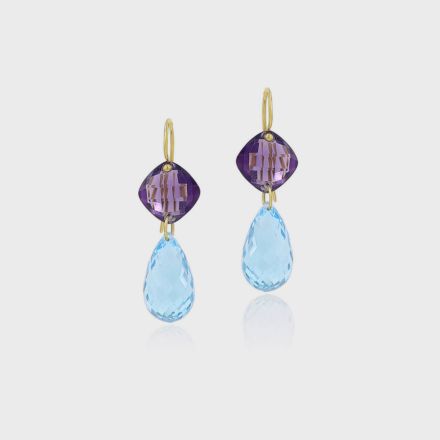 Shubhada Amethyst and Blue Topaz Earrings - Default Title (CONER0715)