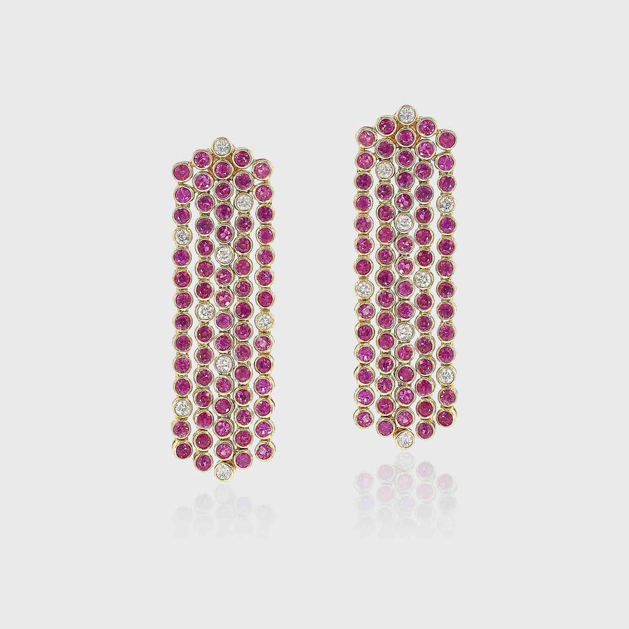 Jaladhara Diamond and Pink Sapphire Earrings - Default Title (CONER0716)