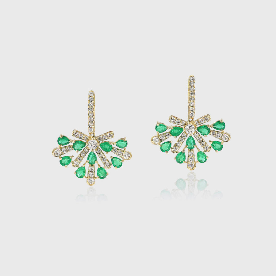 Pushpak Diamond and Emerald Earrings - Default Title (CONER0717)