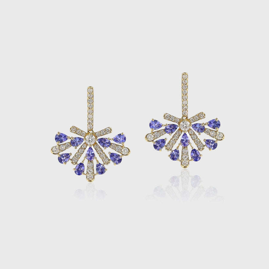 Pushpak Diamond and Tanzanite Earrings - Default Title (CONER0719)