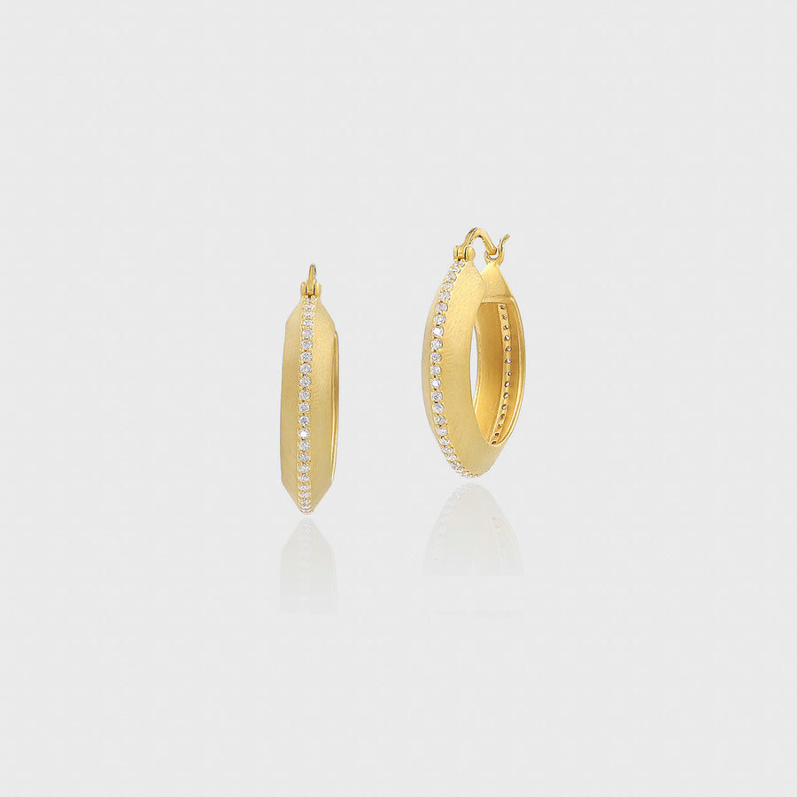 Rohini Line Diamond Hoops Earrings - Default Title (CONER0725)
