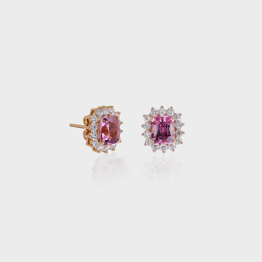 Nirmaan Pink Sapphire and Diamond Stud Earrings - Default Title (CONER0734)