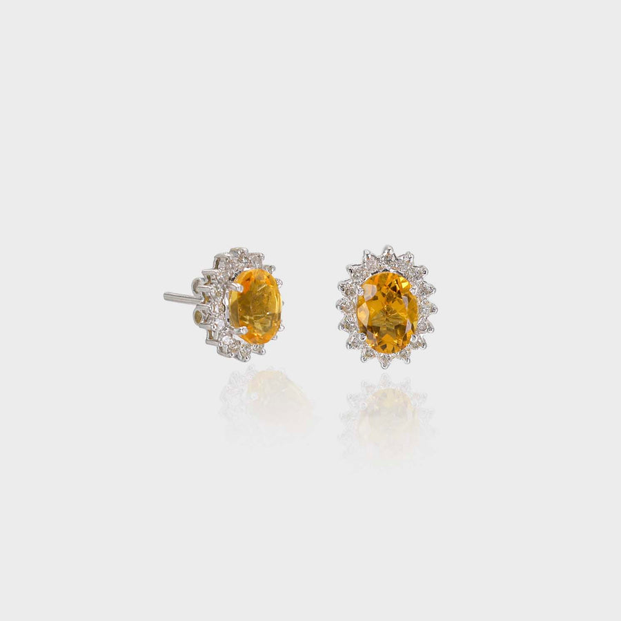 Vigyaan Citrine and Diamond Stud Earrings - Default Title (CONER0735)