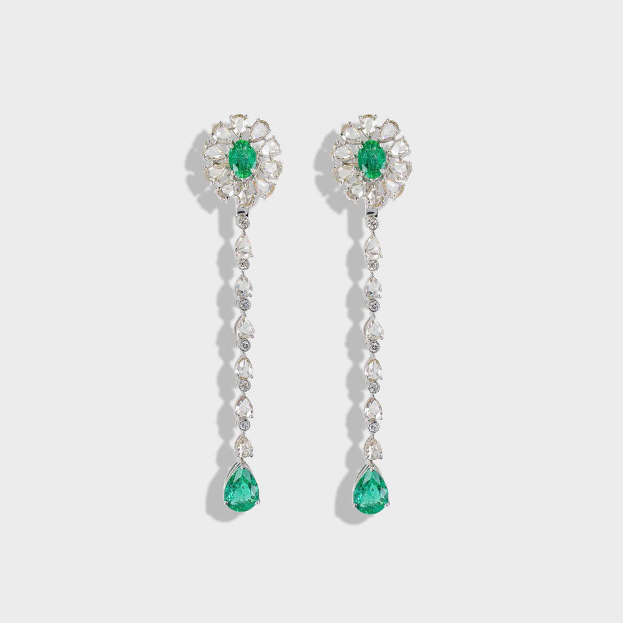 Vichaar Emerald and Diamond Earrings - Default Title (CONER0740)
