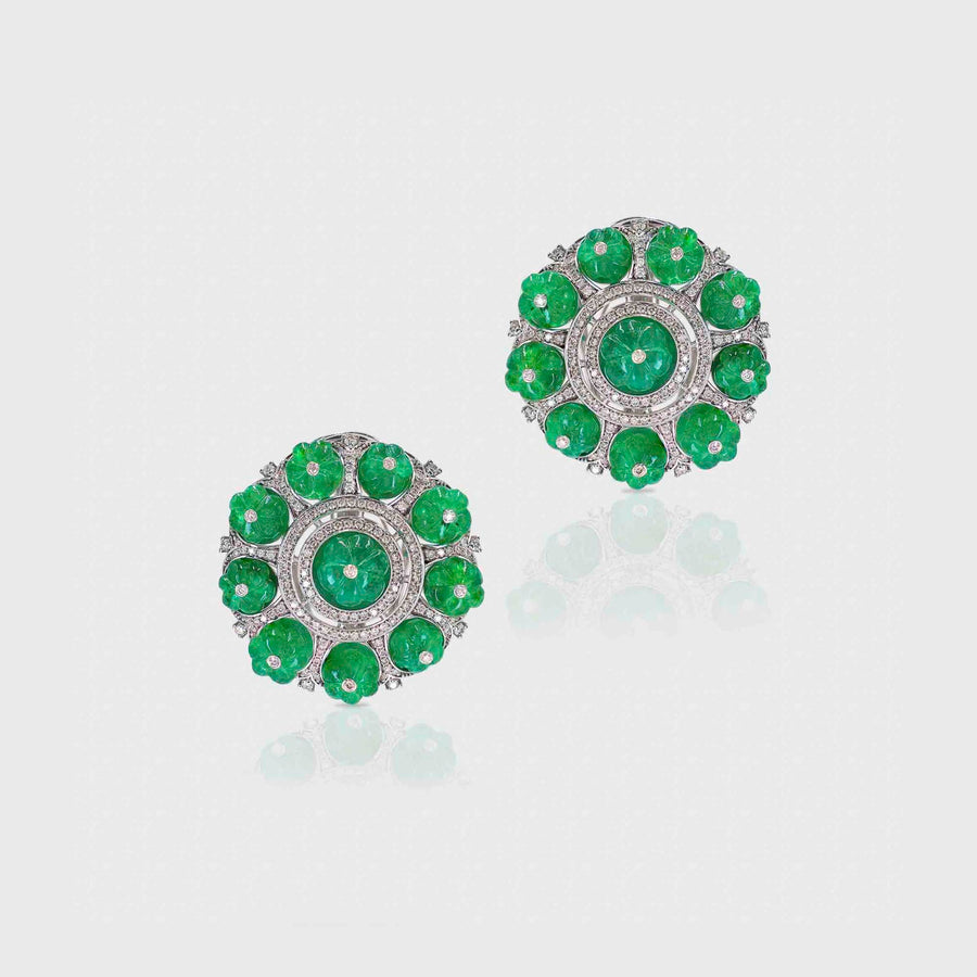 Pratishtha Emerald and Diamond Earrings - Default Title (CONER0745)