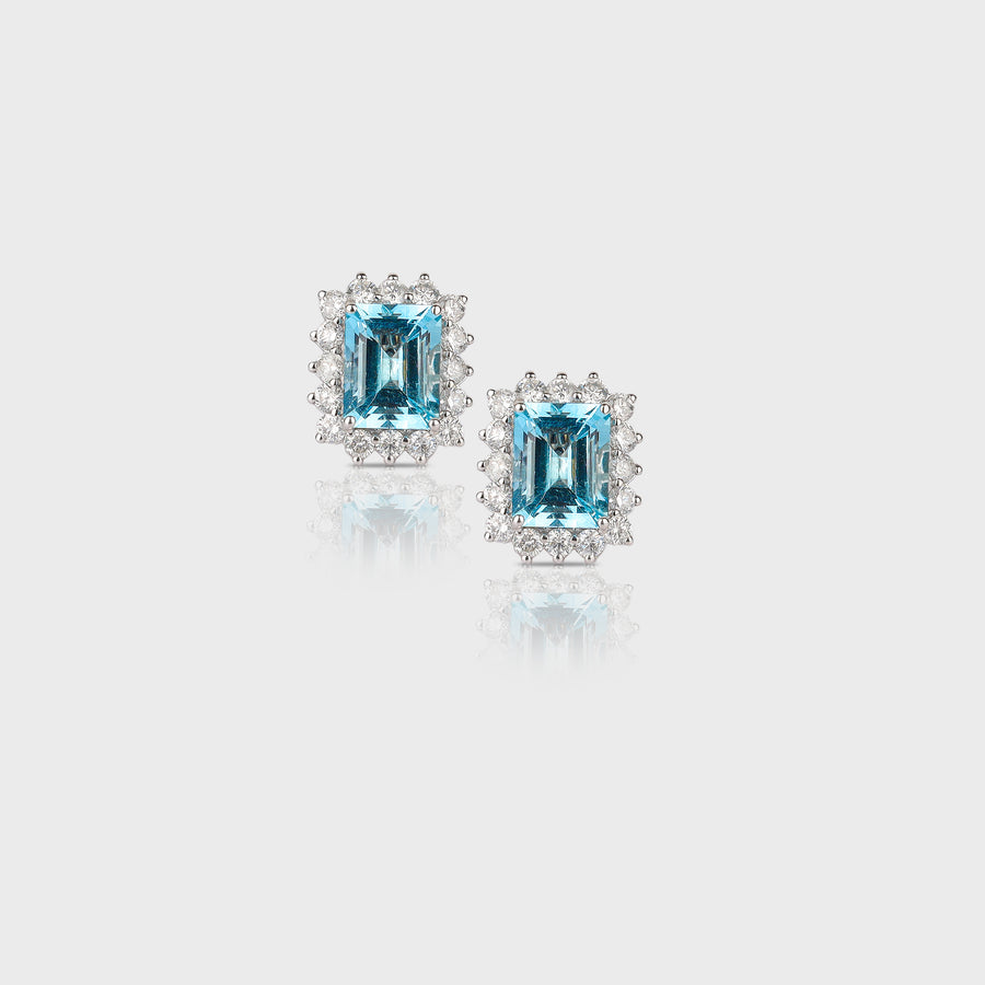 Indra Aquamarine and Diamond Stud Earrings - Default Title (CONER0768)