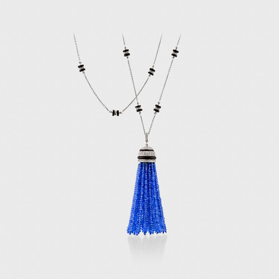 Blue Sapphire Tassel Necklace - Default Title (CONNC0062)