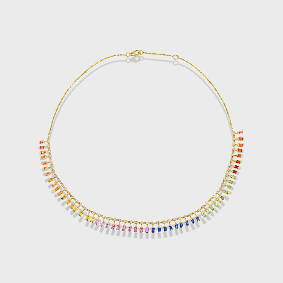 Saubhagya Multicolor Sapphire and Diamond Necklace - Default Title (CONNC0207)