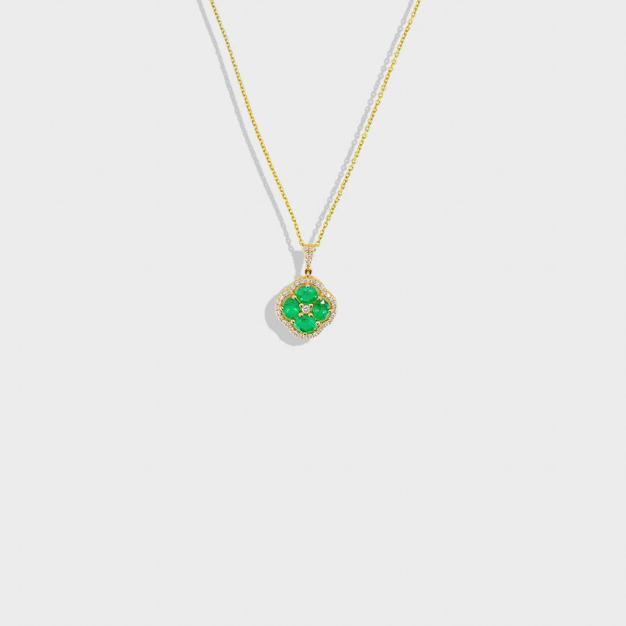 Safalta Emerald and Diamond Pendant Necklace - Default Title (CONNC0214)