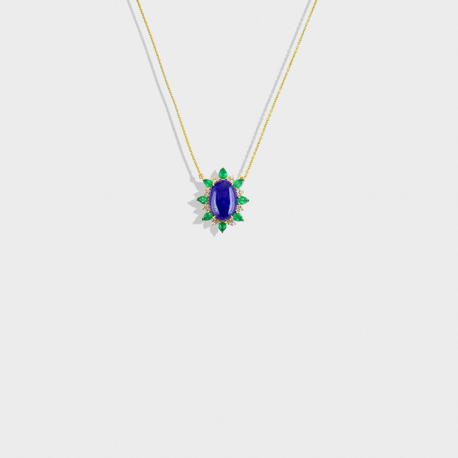 Anand Tanzanite, Emerald and Diamond
 Pendant Necklace - Default Title (CONNC0216)