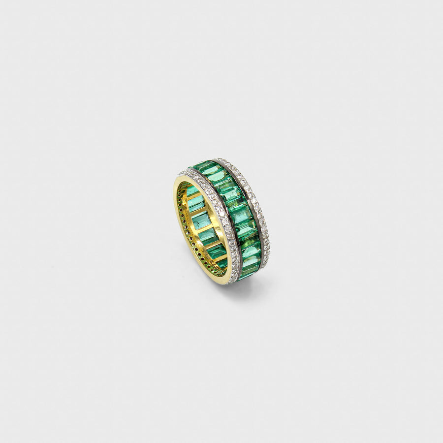 Pranay Emerald and Diamond Band Ring - Default Title (CONRG0639)