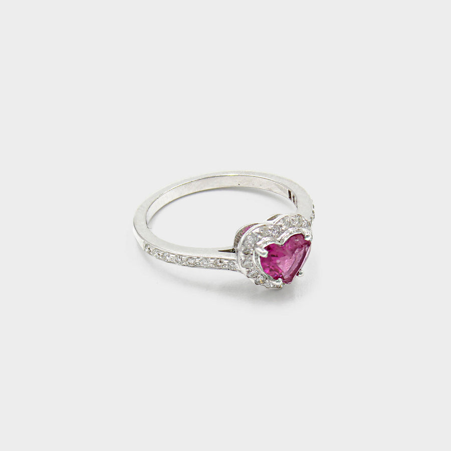 Mini Heart Pink Sapphire and Diamond Ring - Default Title (CONRG0650)