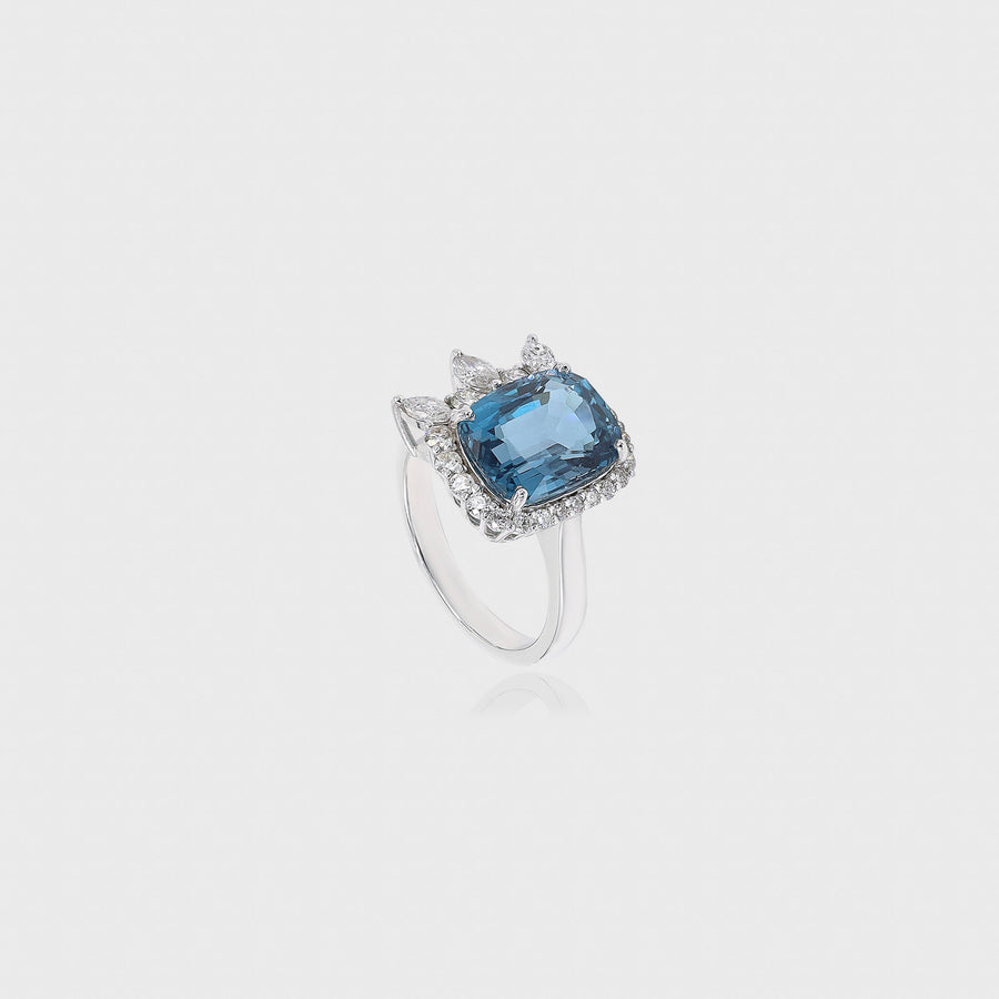 Shubhra Blue Topaz and Diamond Ring - Default Title (CONRG0654)