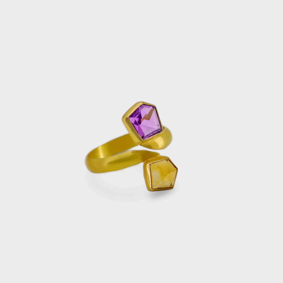 Vikas Citrine and Amethyst Ring - Default Title (CONRG0675)