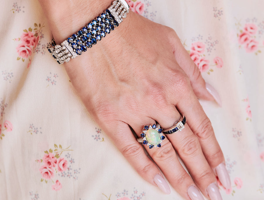 Utsah Blue Sapphire and Diamond Ring