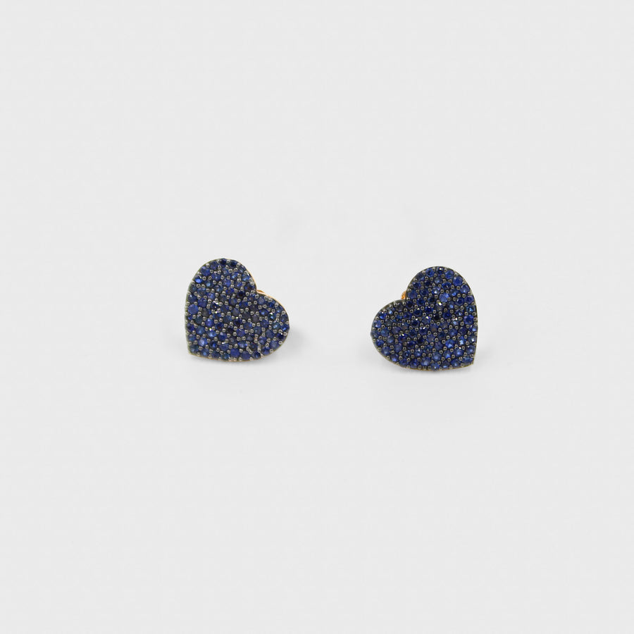 Heart Blue Sapphire Stud Earrings - Default Title (E6188-NBS)