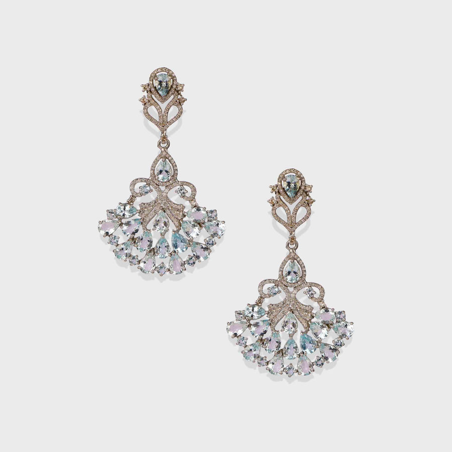 Aquamarine and Diamond Earrings