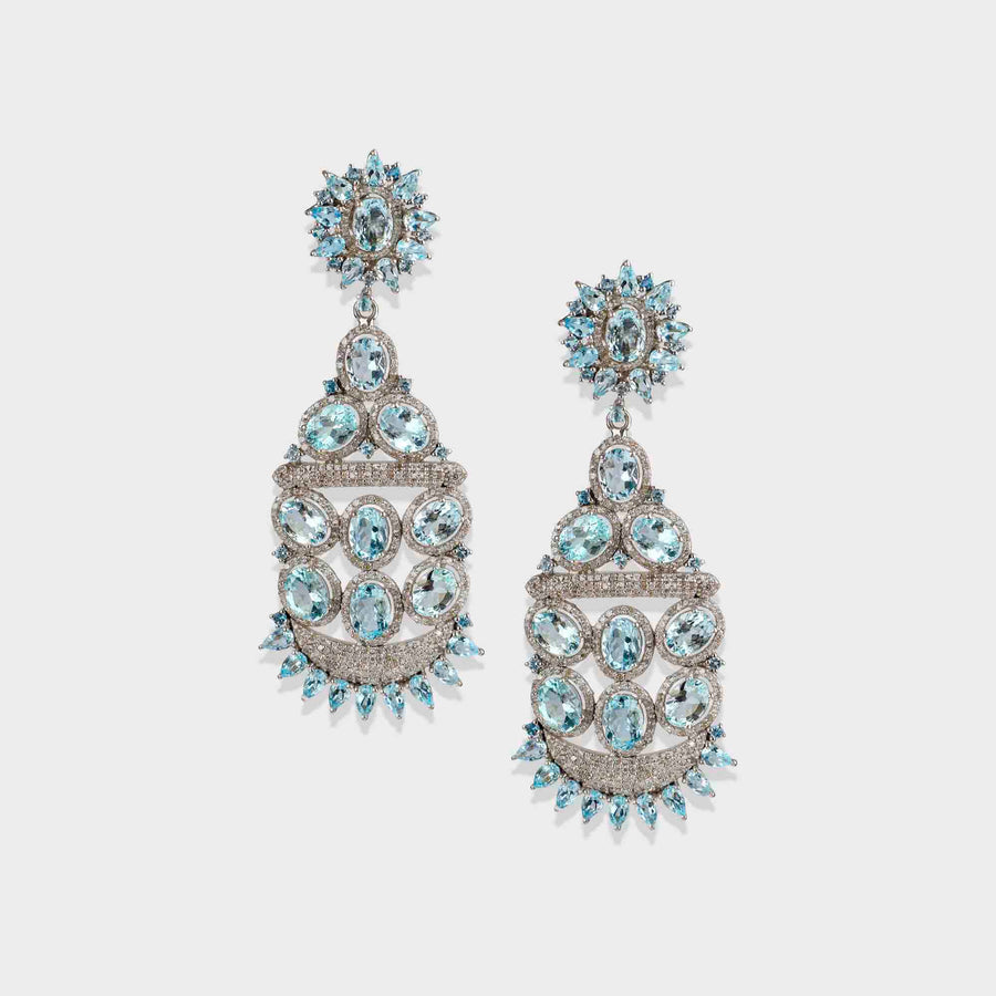 Aquamarine and Diamond Earrings