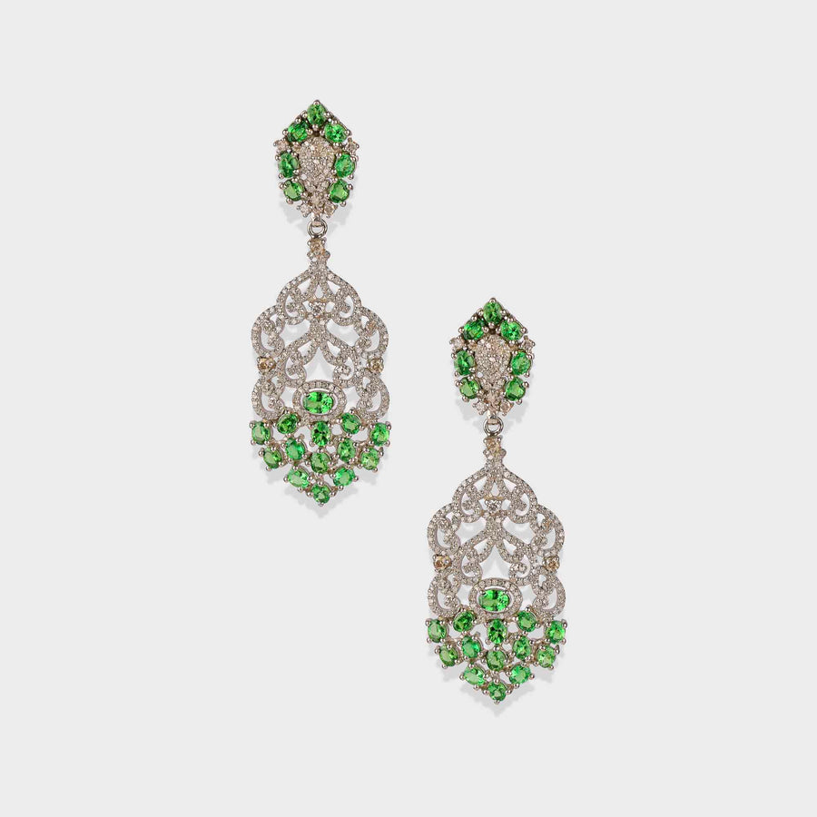 Tsavorite and Diamond Earrings