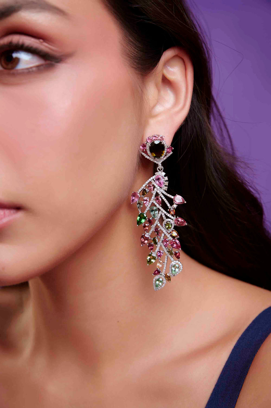 Tourmaline and Diamond Earrings