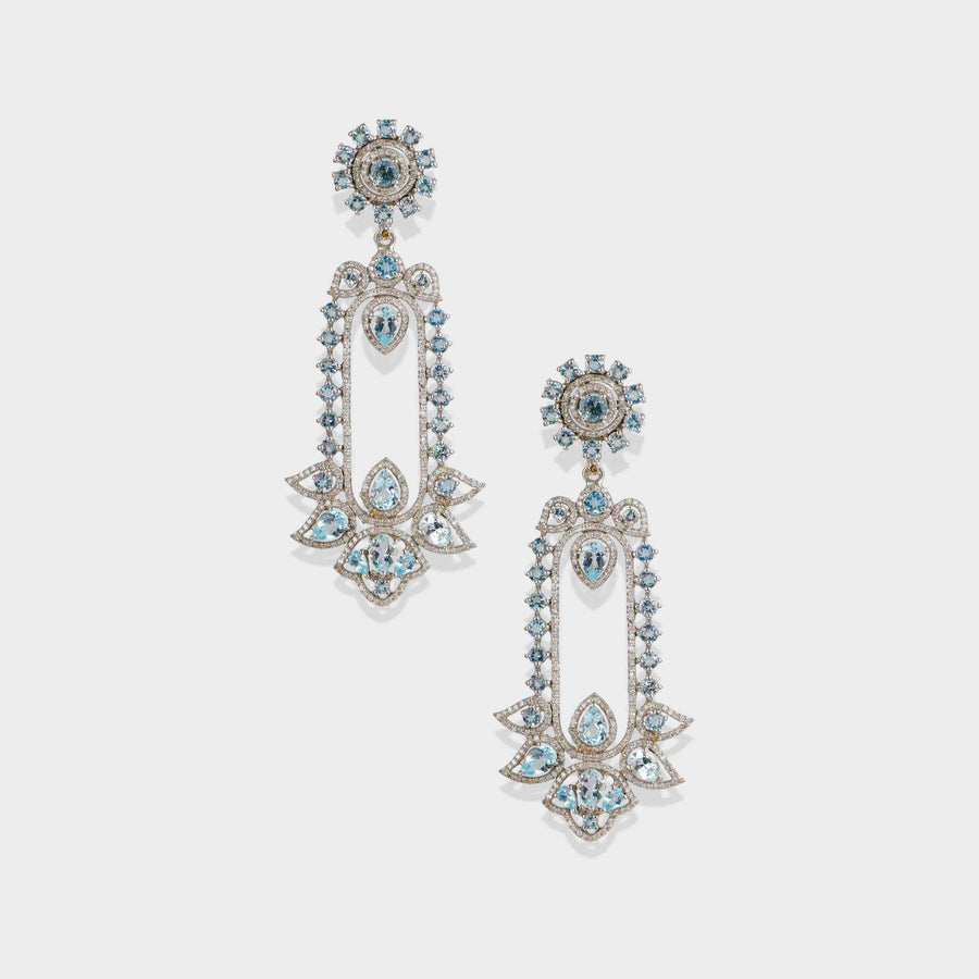Aquamarine and Diamond Earrings