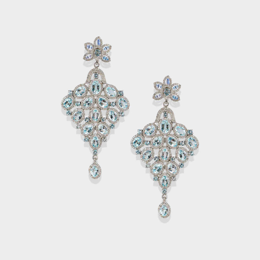 Aquamarine and Diamond Earrings
