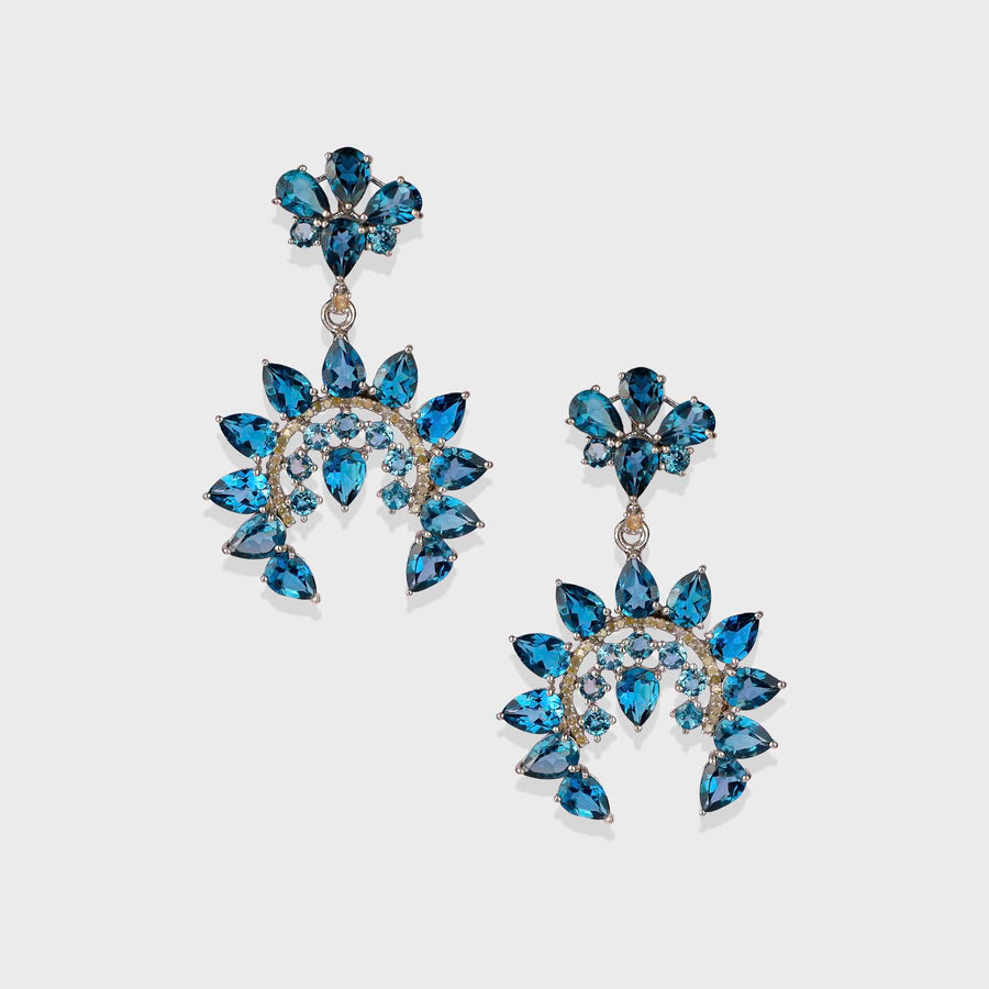 Blue Topaz and Diamond Earrings