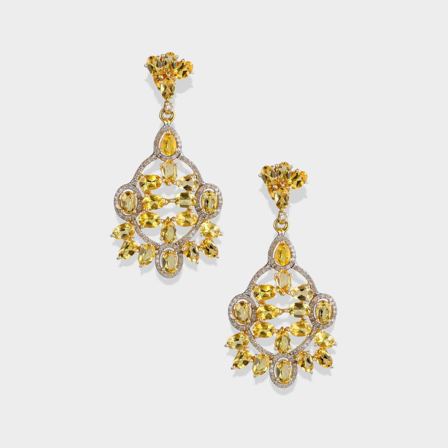 Yellow Aquamarine and Diamond Earrings
