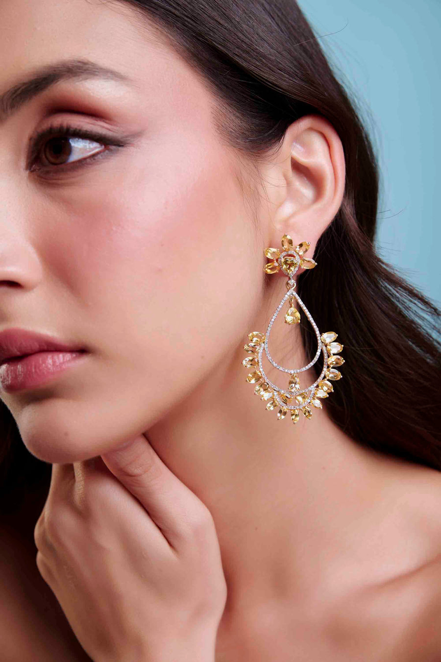 Yellow Aquamarine and Diamond Earrings