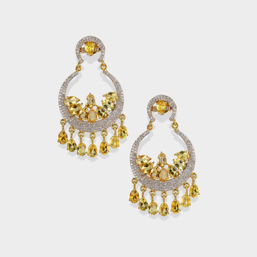 Yellow Aquamarine and Diamond Earrings